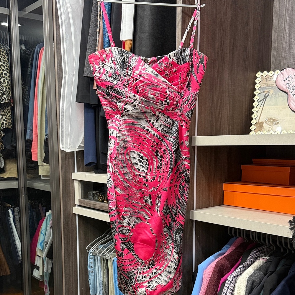 Just Cavalli Strapless Dress in Pink and Black